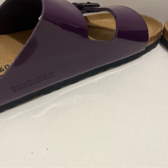 Birkenstock NWB Arizona plum Birko Flor patent regular Sz 9L , M7 - Picture 6 of 7
